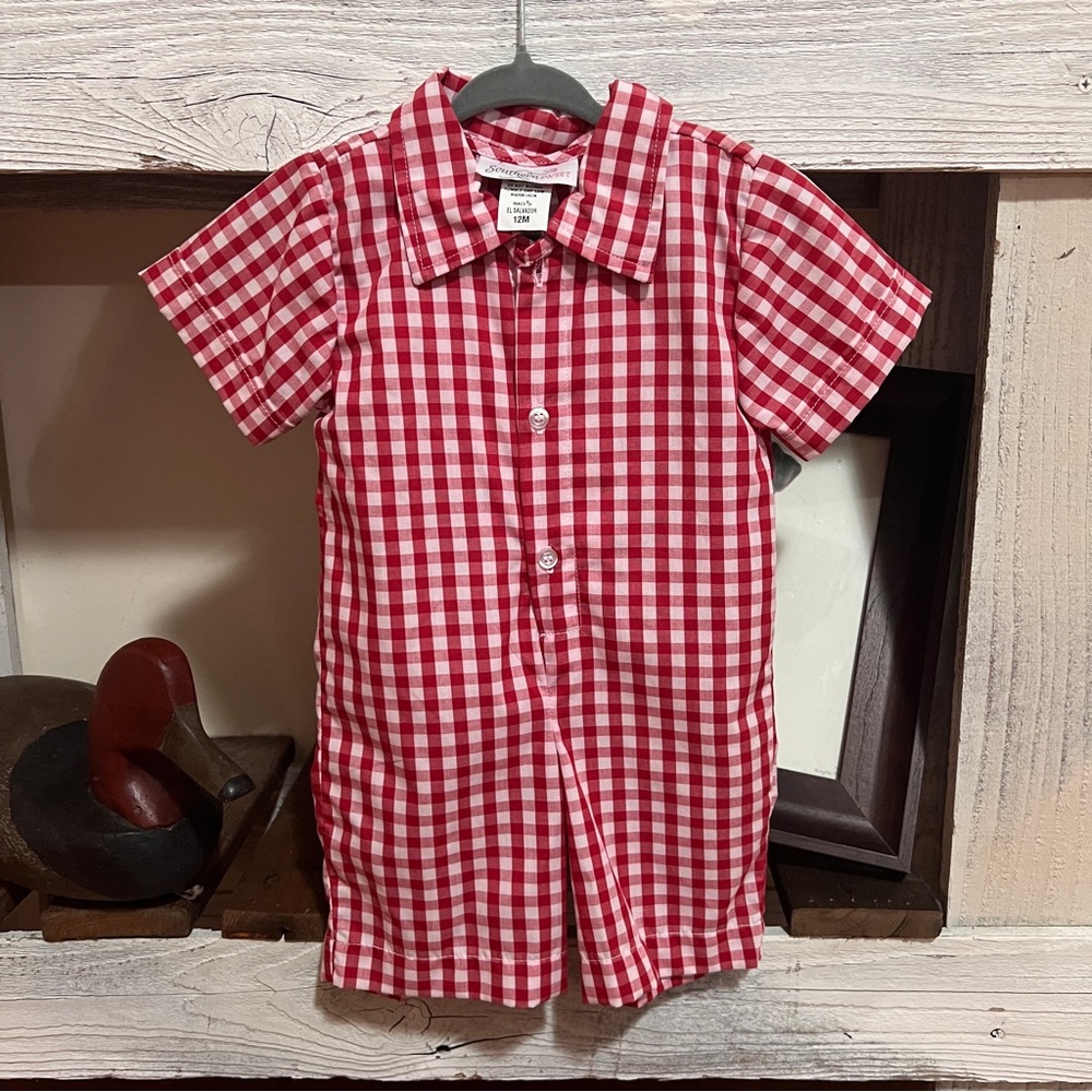 NWOT Red Gingham Shortall
